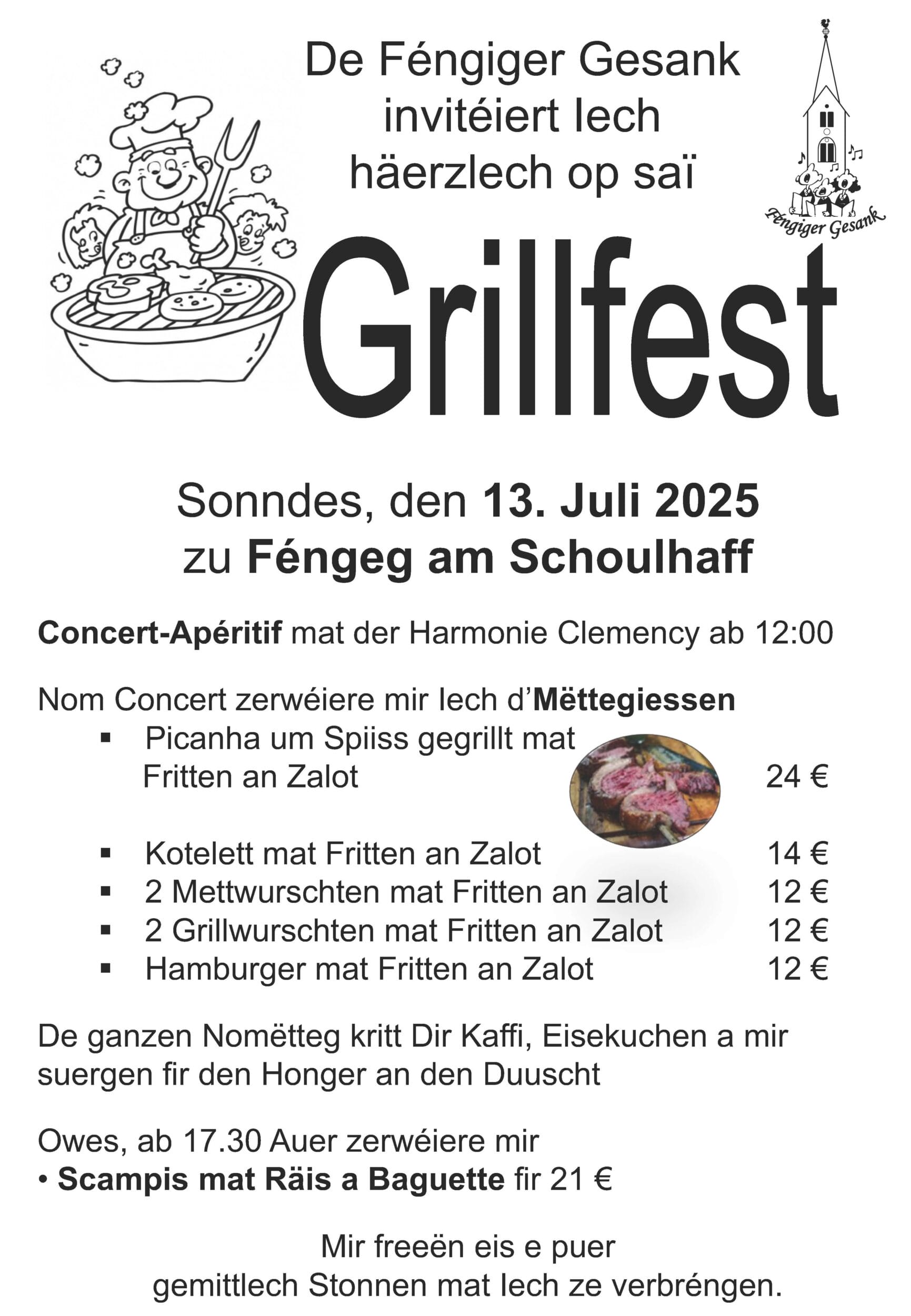 Flyer Grillfest Fengiger Gesank 2025