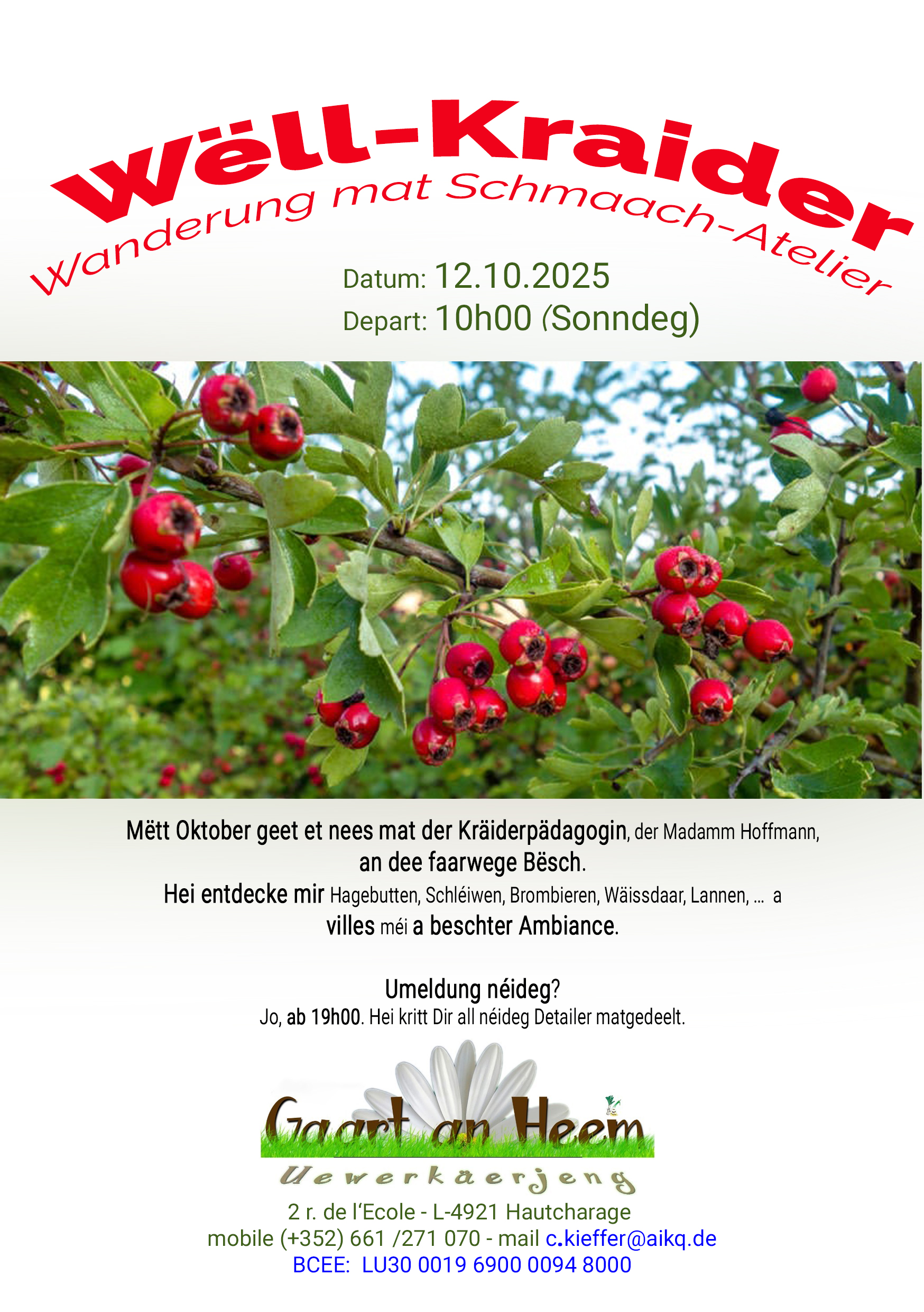 Wëll-Kraiderwanderung – Gaart an Heem Uewerkäerjeng